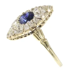 Bague diamant et saphir bleu