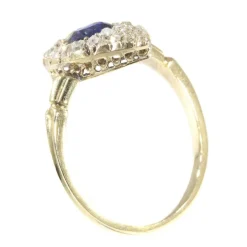 Bague diamant et saphir bleu