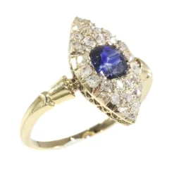 Bague diamant et saphir bleu