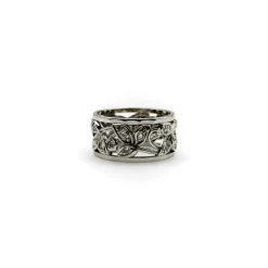 Bague diamant feuillage en or blanc avec feuilles