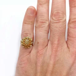 Bague diamant jaune « fleur » Napoléon III, or