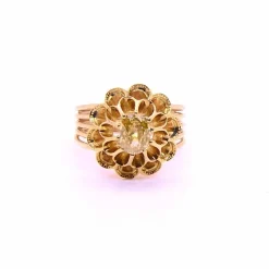 Bague diamant jaune « fleur » Napoléon III, or