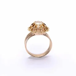 Bague diamant jaune « fleur » Napoléon III, or