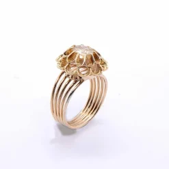 Bague diamant jaune « fleur » Napoléon III, or