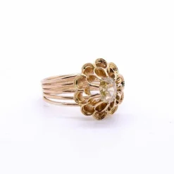 Bague diamant jaune « fleur » Napoléon III, or