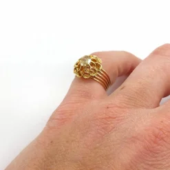 Bague diamant jaune « fleur » Napoléon III, or