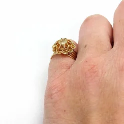 Bague diamant jaune « fleur » Napoléon III, or