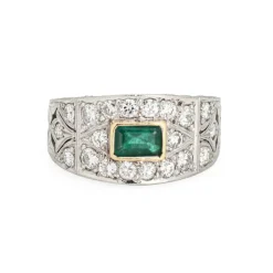 Bague Diamant Émeraude Platine