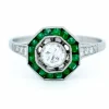 Bague Diamant, Émeraude, Platine