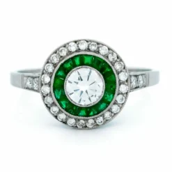 Bague Diamant, Émeraude, Platine