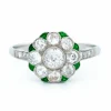 Bague Diamant, Émeraude, Platine