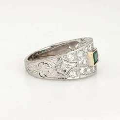Bague Diamant Émeraude Platine