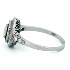 Bague Diamant, Émeraude, Platine