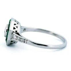 Bague Diamant, Émeraude, Platine