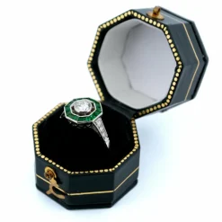 Bague Diamant, Émeraude, Platine