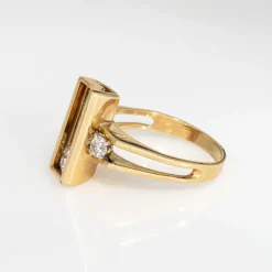 Bague diamant mobile années 70 en or jaune