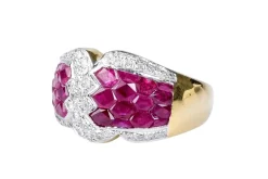 Bague diamant rubis en or massif 18 carats