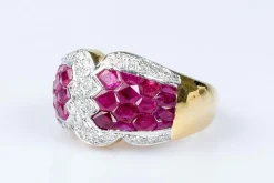 Bague diamant rubis en or massif 18 carats