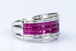 Bague diamant rubis en or blanc
