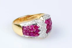 Bague diamant rubis en or massif 18 carats