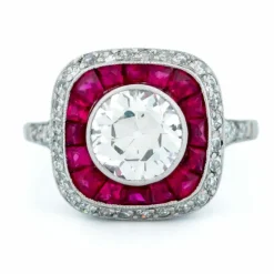 Bague Diamant, Rubis, Platine