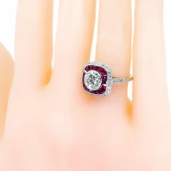 Bague Diamant, Rubis, Platine