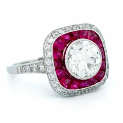 Bague Diamant, Rubis, Platine
