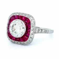 Bague Diamant, Rubis, Platine