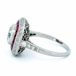 Bague Diamant, Rubis, Platine