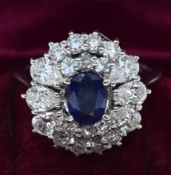 Bague diamant saphir or