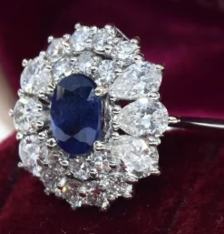 Bague diamant saphir or