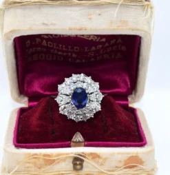 Bague diamant saphir or