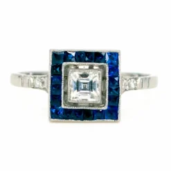 Bague Diamant, Saphir, Platine