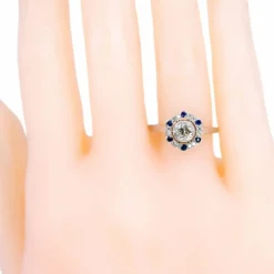 Bague Diamant, Saphir, Platine