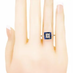 Bague Diamant, Saphir, Platine