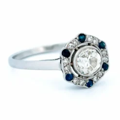 Bague Diamant, Saphir, Platine