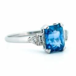 Bague Diamant, Saphir, Platine