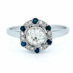 Bague Diamant, Saphir, Platine