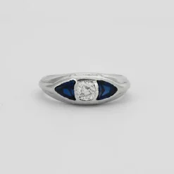 BAGUE DIAMANT SAPHIRS OR