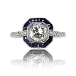 Bague diamant saphirs style art déco