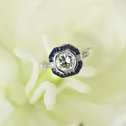 Bague diamant saphirs style art déco