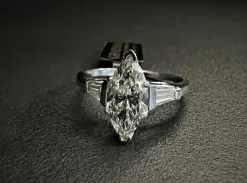 Bague diamant taille marquise 1,25 ct.