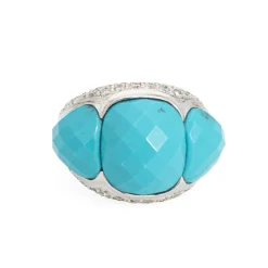 Bague Diamant Turquoise Or Blanc
