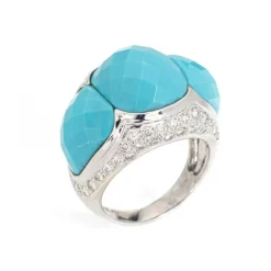 Bague Diamant Turquoise Or Blanc