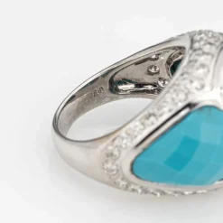 Bague Diamant Turquoise Or Blanc