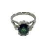 Bague Diamants & pierre verte synthétique