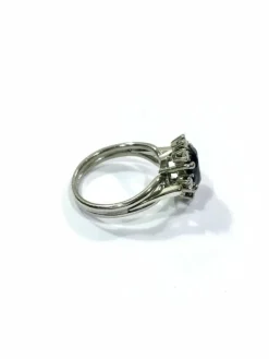 Bague Diamants & pierre verte synthétique