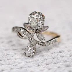 Bague diamants ancienne florale