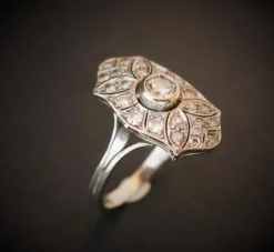 Bague Diamants, Art Déco, Or Blanc