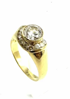Bague diamants bande arrondie